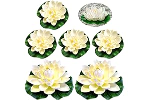 TOPJOWGA Fiori di Loto Artificiali, 6PCS Fiore Galleggiante per Laghetti, Piscina e Acquario - Piante Decorative per Giardino
