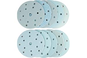 FASTPLUS 150mm Sanding Discs, 100Pcs 6 Inches15 Holes Sanding Discs,10Pcs Each of 40/60/ 80/120/ 180/240/ 320/400/ 600/800 Assorted Grits Hook and Loop Sanding disc for Random Orbital Sander