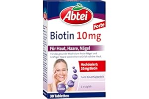 Abtei Biotin 10 mg Forte - Für Haut, Haare und Nägel - Mit 10 mg Biotin - hochdosiert, glutenfrei, für Vegetariert geeignet -