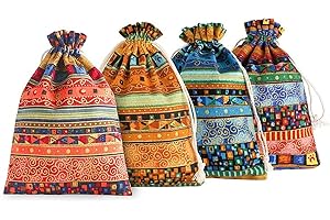 S SMAUTOP Bolsas Tela Pequeñas, Bolsitas de Tela para Regalos, 20 Bolsas de Arpillera de Lino de Estilo étnico con Cordón, Mini Bolsas para Manualidades de DIY para Bodas, Fiestas, Cumpleaños