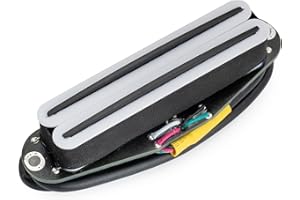 Musiclily Pro ST-DPHC Ceramic Dual Single Coil Sized Humbucker Pickup 13.2K Super Distortion for Strat Style Electric Guitar, White Body Black Rail