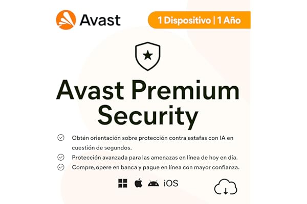 Avast Premium Security 2026 | Antivirus 1 Dispositivo | 1 Año | Descarga digital