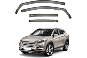 iSpeed Wind Deflectors For Hyundai Tucson mk3 2015-2020 5 Door SUV 4pc Set - Keep Your Car Ventilated in Rain - Reduce Wind Turbulence - Tinted In-Channel Type
