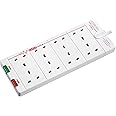 Masterplug Eight Socket Surge Protected Extension Lead, 2 Metres, 27 x 10 cm, White
