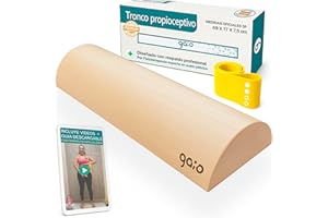 GAIO® Tronco Propioceptivo 5p - Madera Natural - Medidas Oficiales (49 x 17 x 7.5 cm) - Ejercicios de Suelo Pelvico con Banda Elástica - Pilates, Wood roller, Tronco propiocepción, Tronco 5p