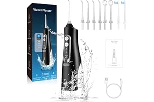 Tacilin Idropulsore Dentale, Irrigatore Orale Portatile con 8 Ugelli di Ricambio, 4 Modalità e 310ml, USB Ricaricabile, IPX7 Impermeabile, Water Flosser Irrigatore Dentale per Viaggio, Casa, Ufficio