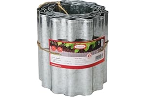 bellissa – Rasenkanten-Band aus Metall Welle silbern verzinkt 5m × 20cm – Flexible Beeteinfassung ohne Bördelung für saubere Rasen- & Beetabgrenzung - Beetumrandung Rolle mit gewelltem Design