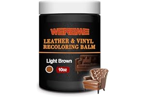 WERBME Pâte Réparatrice Cuir, Marron Clair, 280g, Restaurateur de Couleur Cuir pour Rayures et Décolorés, Kit de réparation pour Cuir pour Réparations et mises à Jour de Meubles, Canapés