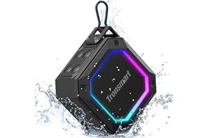 Tronsmart Groove 2 Bluetooth Speaker, Portable Speakers Bluetooth Wireless with Extra Bass, IPX7 Waterproof Speaker With RGB Light, Bluetooth 5.3, 18H Playtime, AUX, TF Card, Mini Shower Speaker