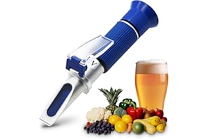 ‎AMTAST AMTAST Handheld Beer Refractometer Brix Refractometer Wine Refractometer Tester ATC Dual Scale-Brix 0-32% Specific Weight 1,000-1.120, Copper (Not Cheap Aluminium)