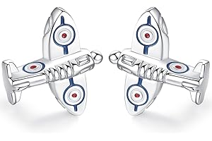 HONEY BEAR Spitfire wojenny samolot samolot spinki do mankietów dla mężczyzn koszula srebrna wojownik z II wojny światowej, stal nierdzewna, Miedź, Bez kamieni szlachetnych