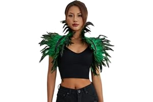 ESSECMBS Womens Realistic Feather Cape Costume Gothic Lacing Shawl Shrug Collar Feather Cloak for Halloween Cosplay Christmas Party
