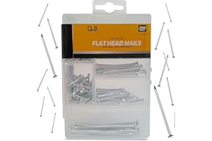 G4GADGET 250-Piece Assorted Flat Head Nails – Premium Zinc Coated, 5 Distinct Sizes for Home Repairs, DIY Projects, Woodworking & Crafts – Includes Organized Storage Box
