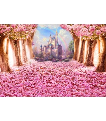 YongFoto Fotohintergrund Prinzessinnenschloss | 1,5x0,9 M Vinyl | Für Babyparty, Kindergeburtstag | Märchenwunderland