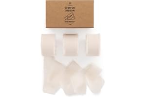 Vitalizart Ruban en Mousseline Nude 2,5 cm x 19,2 m, Tissu à Franges Fait à la Main, Ruban en Tissu pour Invitations de Mariage, Bouquets de Mariée, Décorations et Emballages Cadeaux