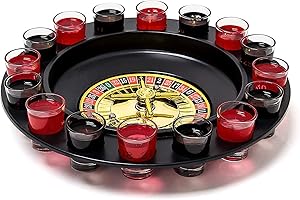 Rainberg Drinking Roulette Casino Board Drinking Games Party Games for Adults Parties, Shot Roulette Spinning Drinking Game Set - (Including 2 Balls and 16 Glasses)