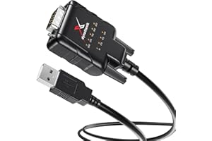 dynattenik Adaptateur USB vers Série RS232 FTDI avec 9 LED – Convertisseur USB vers Port COM – Compatible Windows 11, macOS, Linux – pour Applications Industrielles et IT