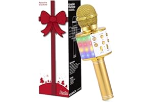 Fede Microphone for Kids Adults, Wireless Bluetooth Microphone with Flashing Colorful LED Lights Portable Speaker Karaoke Machine, Home KTV Player Support Android & iOS Devices for Party Singing