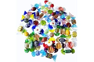 Sujeetec 24 Piezas de Adornos de Cristal Hechos a Mano Estilo Vintage de Murano para el hogar, Fiesta, Boda, Navidad, árbol de Navidad, Festival, decoración, Regalo