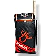 STC SPORTS Cricket Kit Bag with Special Bat Holder On The Side, Backpack, Full Size with Shoulder Straps and Handle for Player (Black-Orange)