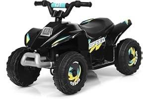GOPLUS 6V Elektro Quad Kinder, Kinderfahrzeug mit Vor- und Rückwärtsschalter, Kinderquad mit bequemem Sitzplatz, Miniquad Kinderauto aus PP & Stahl, Elektro Motorrad für Kinder ab 3 Jahre (Schwarz)