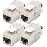 DIGITUS Cat 6A Keystone Module - 4 Pack - Shielded - 500MHz 10GBase-T | Tool-free &ndash; LSA &ndash; PoE++ &ndash; AWG 26-22 &ndash; RJ45 Female Con