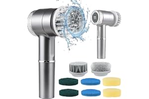 FumyFumy Elektrische Reinigungsbürste Haushalt, Reinigungsbürste Elektrisch mit 8 Auswechselbaren Reinigungsköpfen, Electric Spin Scrubber Cleaning Brush, Putzbürste Elektrisch mit Led Anzeige
