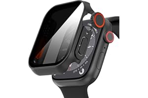 Diruite Case for Apple Watch SE 3/2/1 /Series 6 5 4 40mm Screen Protector Anti-Spy,Tempered Glass Unique Design Hard PC Ultrathin Cover,Black(Privacy),40MM