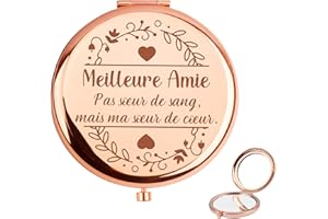 QWZIFY Cadeaux Meilleure Amie Cadeau Meilleure Amie Femme Miroir de Poche Cadeaux Copine Amitié Cadeau pour Copine Anniversaire Femme Collègue Sœur de Cœur Noel D'anniversaire Meilleur Ami Saint Valentin