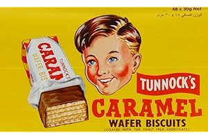 TUNNOCK'S Tunnock Milk Chocolate Coated Caramel Wafer Biscuits 30 g (Pack of 48)