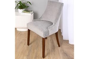 MINGPINHUIUS Velvet Wingback Chair Slipcover,Velvet Stretch Wingback Chair Cover,Sloping Arm Chair Protector Cover for Dining Room Banquet Home Decor Machine Washable Hand Washable (Light gray, 1)