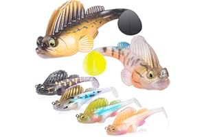 SANSOAK 6 Stück Weiche Angelköder für Barsch Angelköder Gummifische Kunstköder Gummiköder Set Fische Angeln Forelle Zander & Barsch Köder Jigköpfe, Süßwasser-Salzwasser-Fischen Geschenk für Männe