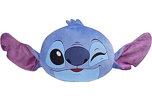 Disney Stitch Kuscheltier Plüsch Kissen, 3D Deko Kissen, Weiches Kuschelkissen für Sofa oder Bett, Geschenke für Kinder (Blau/Lila Stitch, L36 x W30)