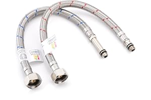 Home Range 2X M10 x 1/2, |9 Lengths|300mm Flexible Tap Connectors, Braided Stainless Steel Flexi for Kitchen & Basin Monobloc Mixer Taps, WRAS Approved, Rust & Corrosion Resistant, 1/2" BSP UK Fitting