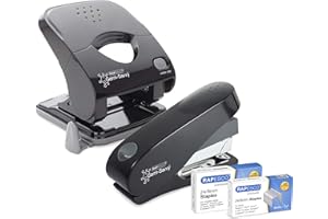 Rapesco 1623 Germ-Savvy Antibacterial, ECO Luna Less Effort Stapler & ECO X5-40ps Less Effort Hole Punch Set, Black