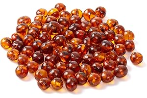 ZHAOXIA Perle en vrac d'ambre de la Baltique avec trou percé(10 Grams) - Polished Cognac(6-8 mm)