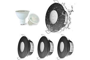 4XSweier Spot Encastrable Noir IP65 étanche Spot salle de bain Spot Plafond Encastrable, éclairage Encastré avec 5W GU10 LED Blanc Froid 6000K, douille GU10 incluse