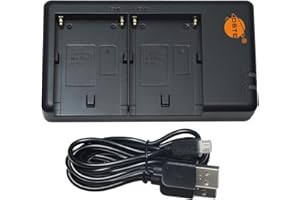 DSTE DE DSTE NP-F USB Dual Akkuladegerät Kompatibel mit Sony NP-F330 NP-F550 NP-F570 NP-F750 NP-F770 NP-F930 NP-F970 NP-FM50 NP-FM500H - Versorgung über Micro-USB zu USB-A 2.0-Ladekabel