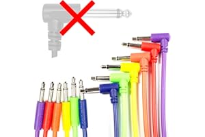 Heinakroon 3.5mm Low-Profile Angled/Straight Multi-Colored CV Patch Cables Eurorack Modular Patch Leads, 6-Pack (23.6")