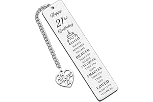 HULALA Inspirational 21st Bookmark Birthday Keepsake Gifts for Her Him Best Friend Daughter Son Granddaughter Gandson Nephew Niece Always Remember You are Braver Than You Believe