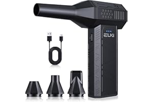EUKI Elektrisches Staubgebläse, 3-Gang 130.000 U/min Druckluft, 5000mAh Akku, USB-C Schnellladung, Compressed Air Duster, für Computer, Tastatur, Outdoor, Haus, Auto