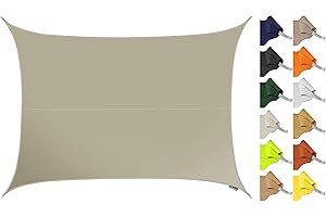 Kookaburra 4m x 3m Rectangle Water Resistant Garden Patio Sun Shade Sail Canopy 96.5% UV Block with Free Rope (Mushroom)