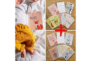 Lot 24 Cartes étapes Bébé - Sa première année + Ses premières fois - Thème animaux
