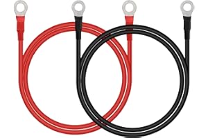 CERRXIAN 3.3FT 12V/24V Battery Ring Terminal Connectors Cable,1 Pair M8 10AWG Car Battery Cable for Automotive, Marine, Solar,Solar,RV,Motorcycle