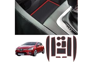 Coleya Tapis Anti-dérapants Compatible avec Renault Clio 4 2013-2019, Tapis en Caoutchouc pour Accoudoir, Console Centrale, Porte-Gobelet, Rainure de Porte, Clio 4 Tapis Antidérapante (Rouge)