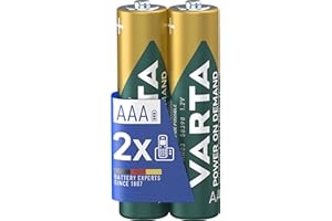 VARTA Piles rechargeables AAA, lot de 2, Recharge Accu Phone, 800 mAh Ni-MH, prêtes à l'emploi, adaptées aux téléphones sans fil
