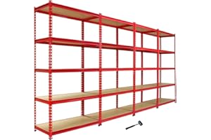 Monster Racking - 4 Rayonnages Z-Rax en Acier Sans Boulons Rouges 90cm x 183cm x 45cm