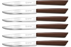 INOXBONOMI 6 coltelli da cucina, italiani, in acciaio inossidabile per verdure/bistecca/coltelli da tavola (marrone)