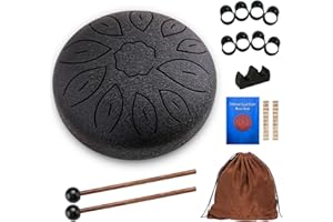 ZEILABANG KAKADI Steel Tongue Drum,6 Zoll 11 Tone Zungentrommel Pan Percussion Instrument,Stahlzungentrommel,Steel Pan Töne Schlaginstrument,Handpan Steel mit Schlägeln,Tongue Drum für Meditation Yoga Klangheilung
