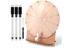 NQEUEPN Ruota Girevole per Giochi di Nozze da 30cm, Ruota dei Premi in Legno Ruota Girevole Cancellabile con Supporto Ruota della Roulette per Matrimoni Fidanzamenti Feste Scuola Giochi Baby Shower
